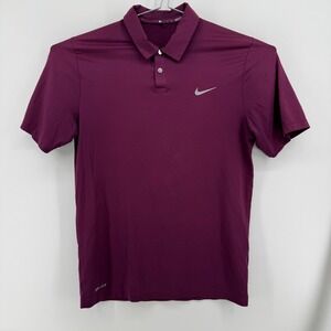Nike Polo Mens S Maroon Solid Polyester Tiger Woods Collection Golf Shirt